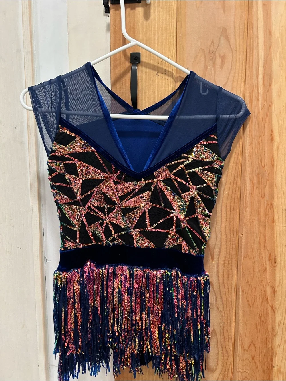 Navy Sequin Fringe Dance Costume
